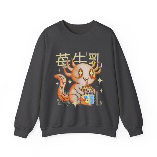 Anime Sweatshirt Japanese Food Graphic Pullover Sweater | Japan Gifts For Cat Lovers | Kanji Milk