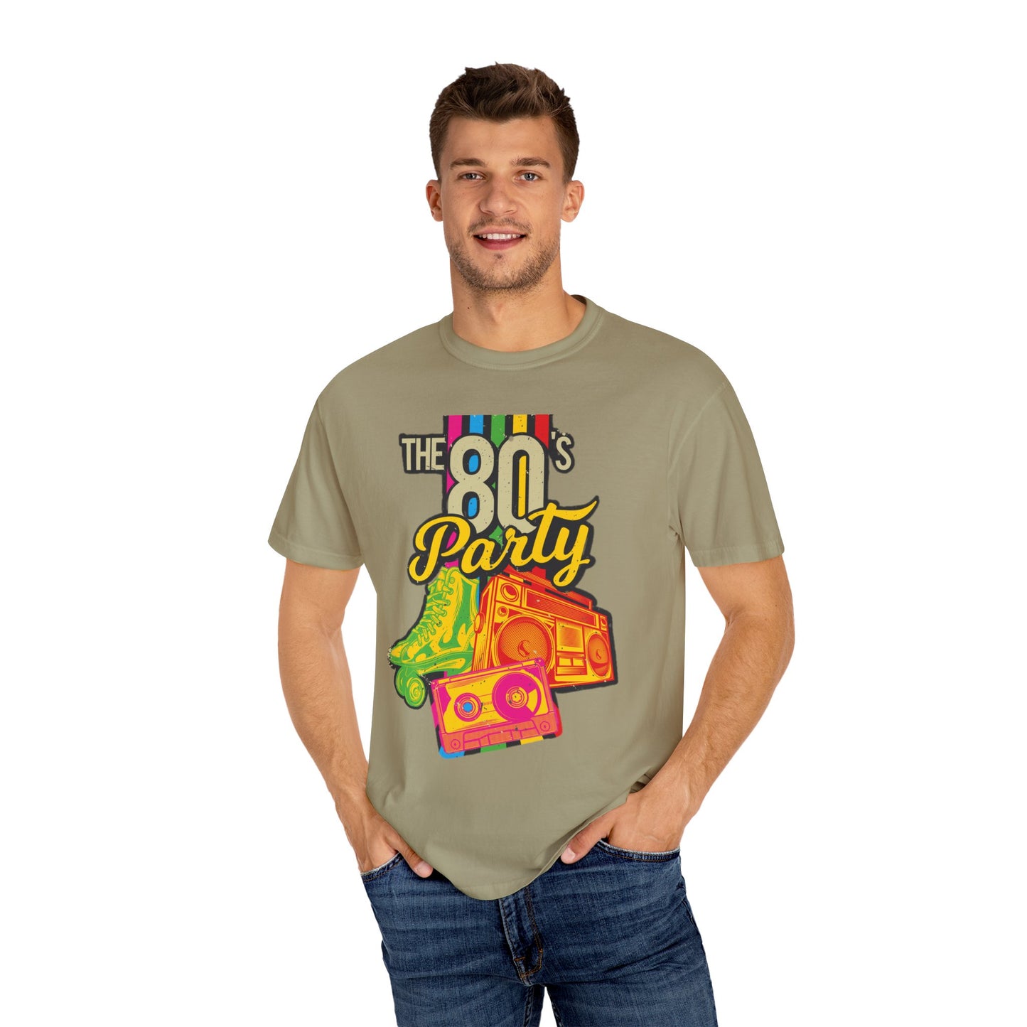 80s Party Comfort Colors Tshirt | Mens T-Shirt Graphic Tees Men Shirt Casual | Comfy Loose Fit Summer Clothes | Cotton Street Wear Clothing College Fashion