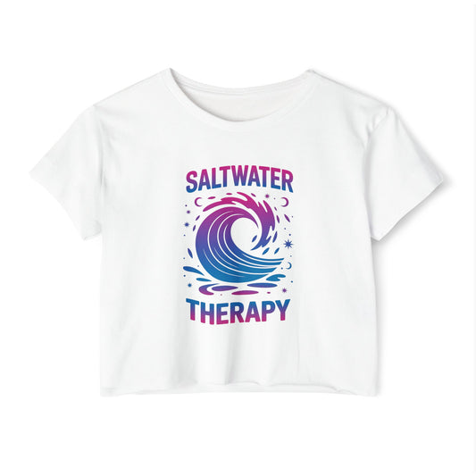 Summer Crop Top For Women, Beach Gifts For Her, Travel T-Shirt Croptop TShirt Merch, Saltwater Therapy