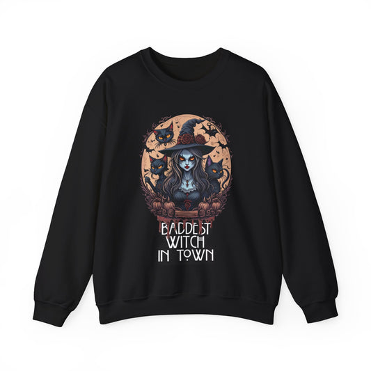 Witch Sweatshirt Halloween Pullover Sweater | Witchy Gifts For Teens Goth Gift For Her | Baddest Witch In Town