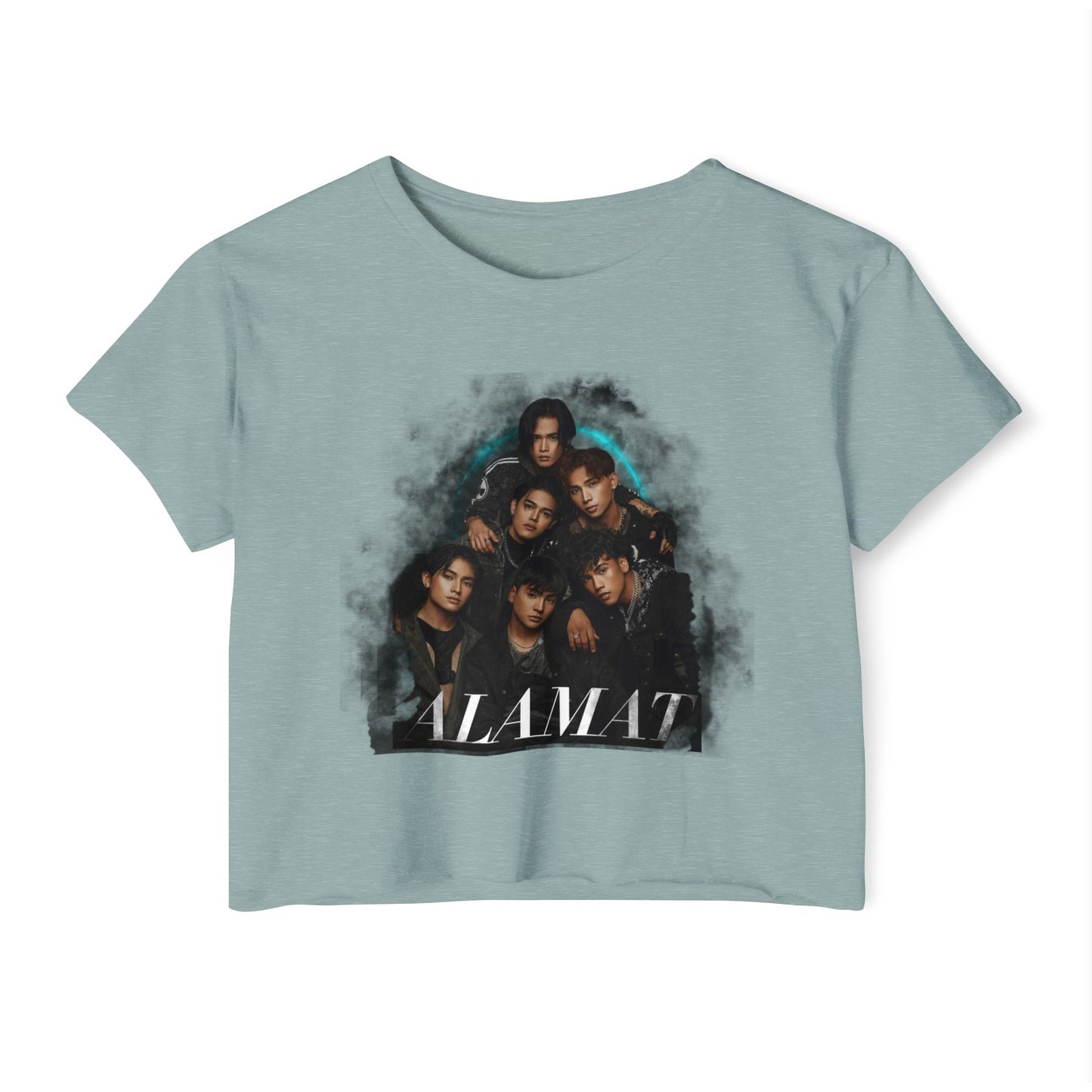 P-Pop Alamat crop top featuring a stylish group graphic, perfect for Filipino music fans and festival wear.