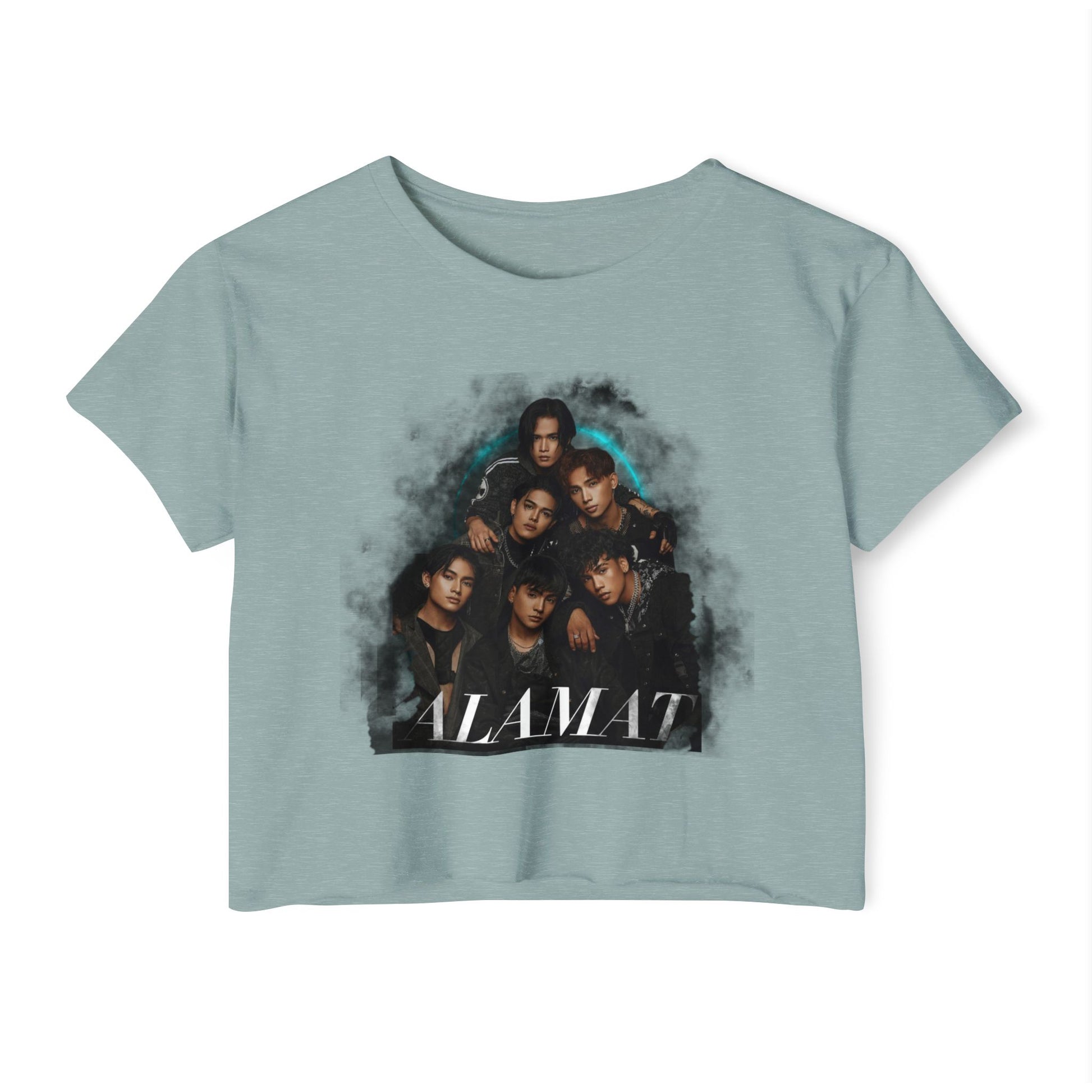 P-Pop Alamat crop top featuring a stylish group graphic, perfect for Filipino music fans and festival wear.