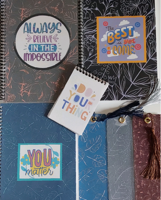 You Matter Motivational Gift For Teens 6x9 Spiral Notebook Set of 3, Lined Journal For Writing With Matching Bookmark  x3 Gift Set