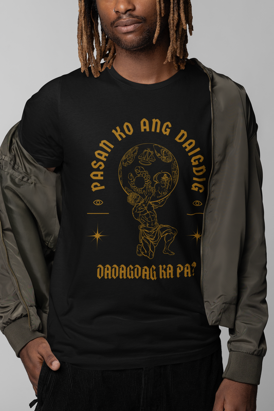 Pasan Ko Ang Daigdig Pinoy Funny T-Shirt, Weight Lifting Graphic Tee, FIlipino T Shirt