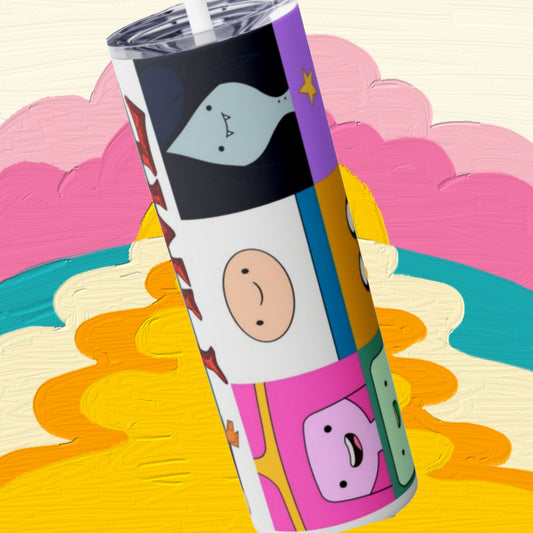 Adventure Time Skinny Tumbler 20 Oz, Gen Z Gifts For Coffee Lovers, Stainless Steel Drinkware With Straw And Lid, 90s,Travel Accessory For Hot Cold Drinks